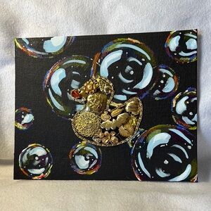 Decorative Duck Art on Black Canvas